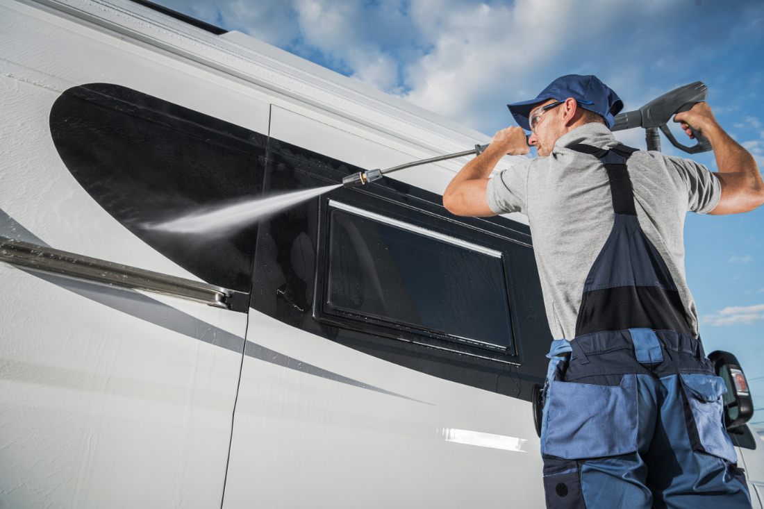 Man Cleaning RV